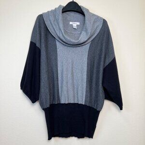STYLE & CO Gray & Black Colorblock Loose Cowl Neck Dolman Sleeve Sweater Large